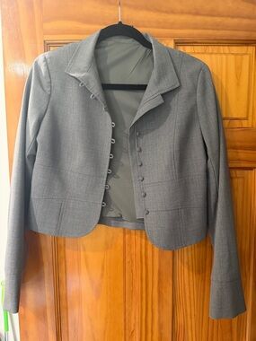 Theory Gray Cropped Button-Front Blazer